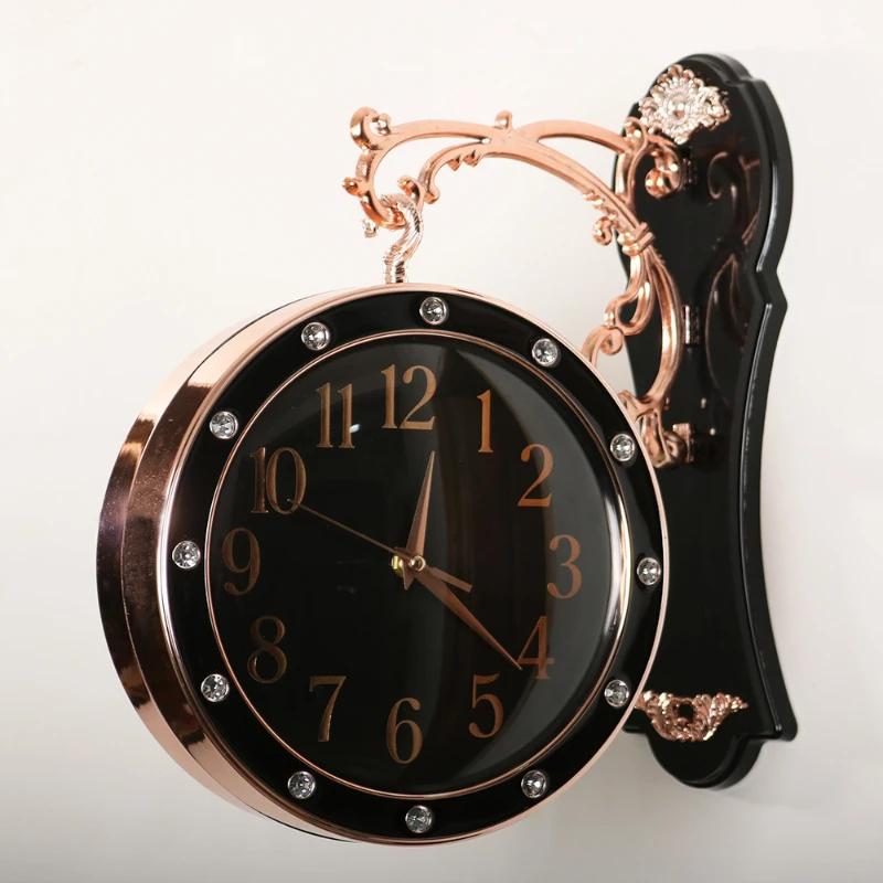 Minimalist Double Sided Wall Clock, Modern Silent Movement for Living Room Bedroom, Creative Dual Time Zone Decor