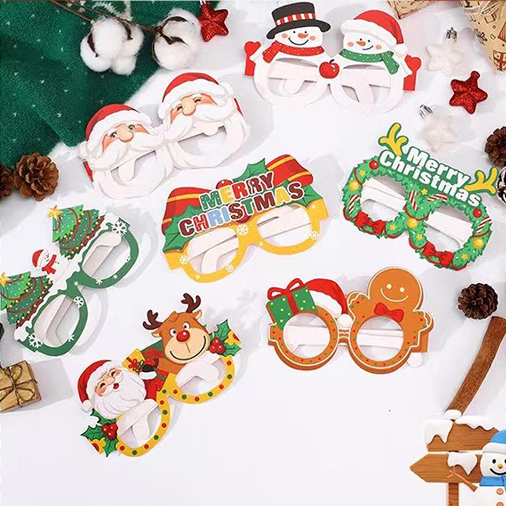 Runtowo 12 Stück Papier Lustige Foto Requisiten Brillen 2025 Frohe Weihnachten Deko für Zuhause Weihnachtsgeschenke Neues Jahr 2026 Weihnachtsmann Navidad