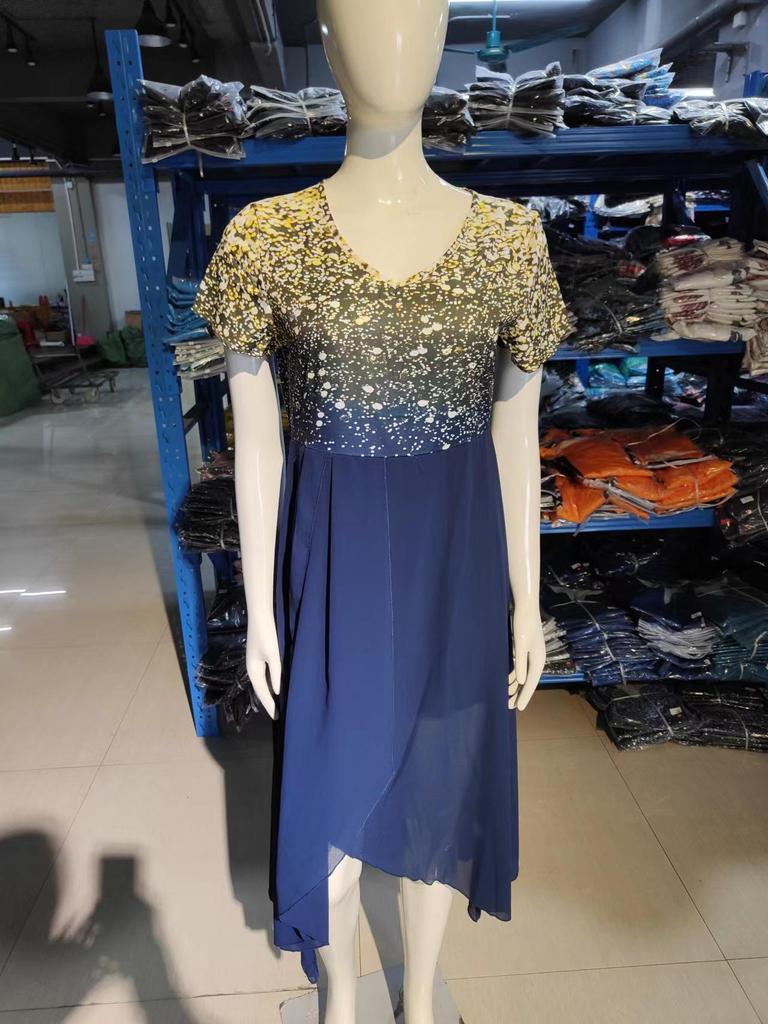 2022 Summer Women's Urban Casual Chiffon Spliced Dress