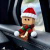 Christmas Shaking Man Statue Wooden Man Figurines With 12 Replacement Expression Unique Car Dashboard Decoration Ornament