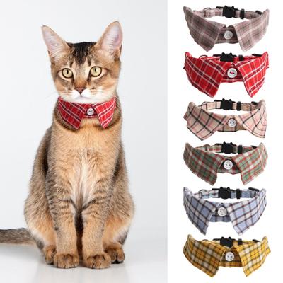 Fliege für Katzen, kariert, verstellbar, Smoking-Halsband für Katzen und kleine Hunde, britischer Gentleman-Stil, weich, atmungsaktiv