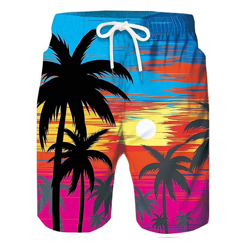 Men's Coconut Tree Graphic Prints Swim Trunks Swim Shorts Board