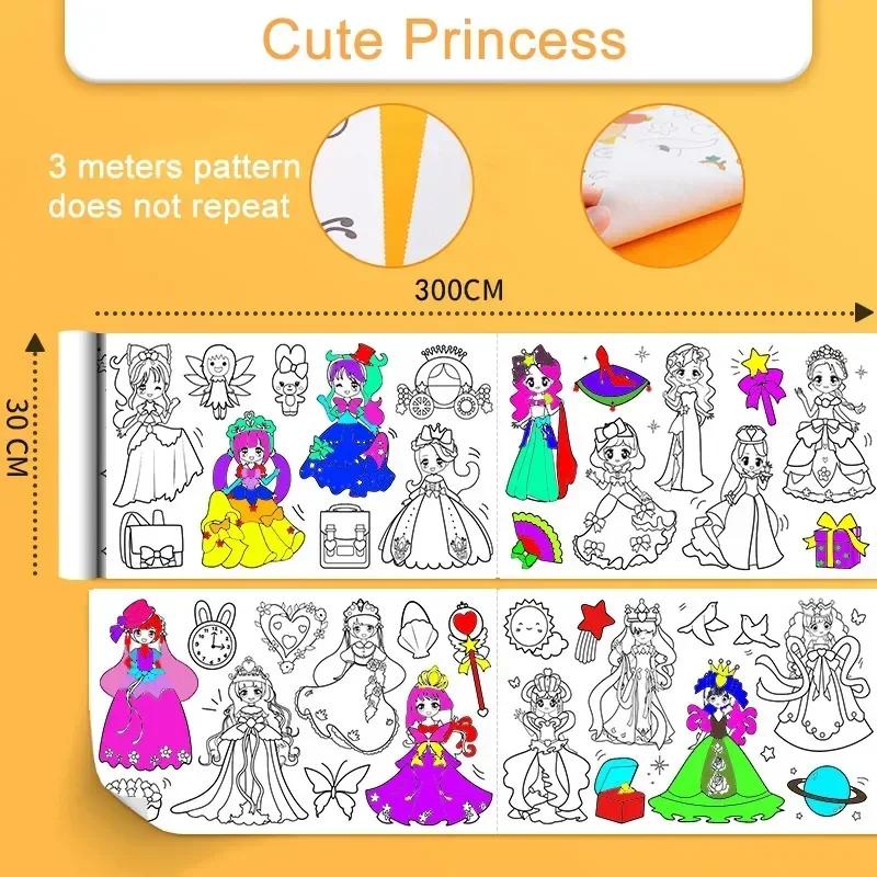 Children Drawing Roll Sticky Coloring Paper Roll DIY Painting Toy Color Filling Paper Graffiti Scroll for Kids Educational Toys