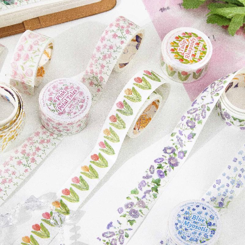 20mm * 2m Flower Collection Series Ins Plant Flower Washi Tape Creative Collage DIY Diary Scrapbook Aesthetic Masking Tape