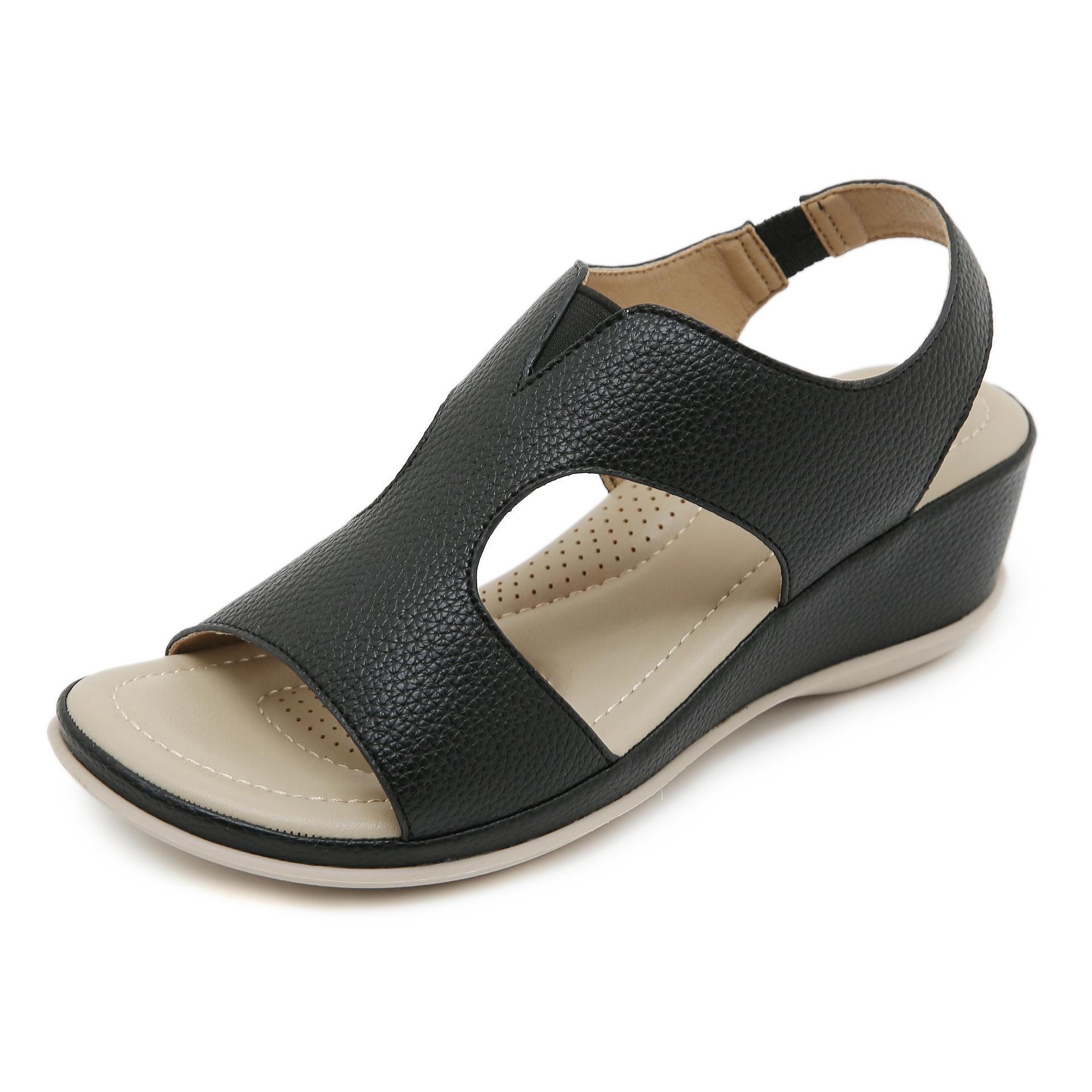 2024 Лето Новые Сандалии Для Отдыха На Природе На Резинке Простой Клин Каблук Пляжные — фото 4