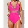 New solid color mesh halter sexy bikini one-piece swimsuit swimsuit