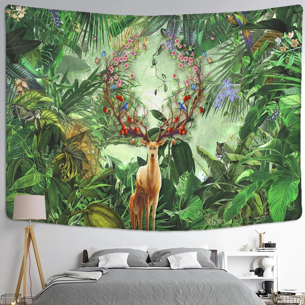 Cute Fawn Tapestry Christmas Reindeer Wall Hanging Bohemian Bedspread Blanket Dorm Home Decor mantas mandalas