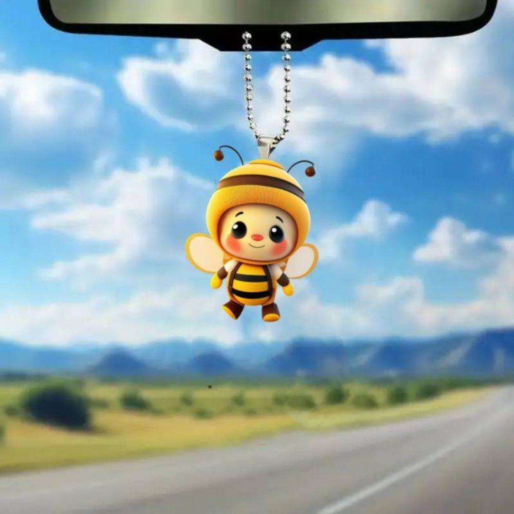 2D Cute Bee Car Hanging Decoration Acrylic&Plexiglass 2D Car Decoration Hanging  Home