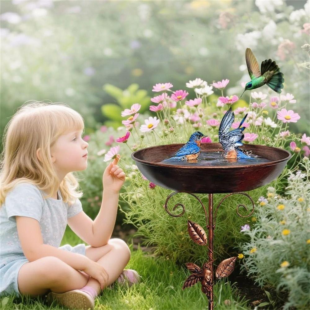 Iron Bird Feeder Ground Plugin Vintage Bird Water Bowl Bird Feeding Dish Garden