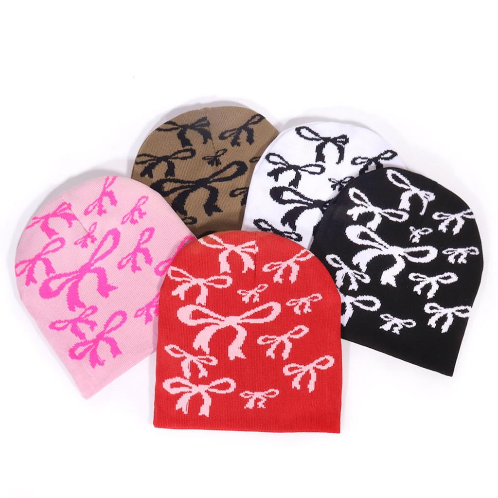 Hat Knitted Fashion With Butterfly Knot Embroidery Design For Outdoor Daily