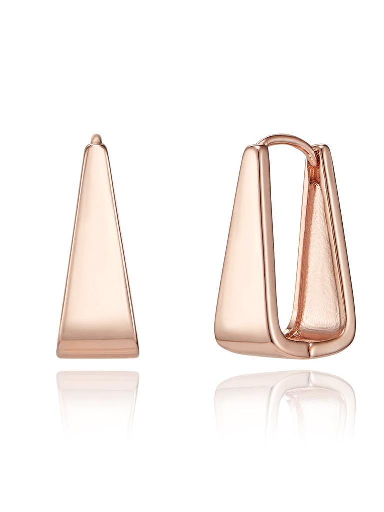 14K Volume Triangle One-Touch Earrings (Gold Pin) ELGPEE436
