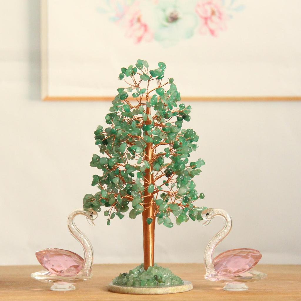 Handmade Natural Crystal Fortune Tree with Agate Base - Christmas Ornament