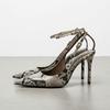 High Heels mit Schlangenmuster für Damen | Spitz zulaufender Stiletto mit Knöchelriemen | Elegante Party-Abendschuhe für die Herbstmode