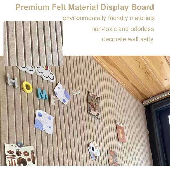 24 x 16 inches Bulletin Board, Decorative Felt Pin Board, 0.35“ Thick Foldable Photo Display Board with Self-Adhesive Tape, Vision Board for School