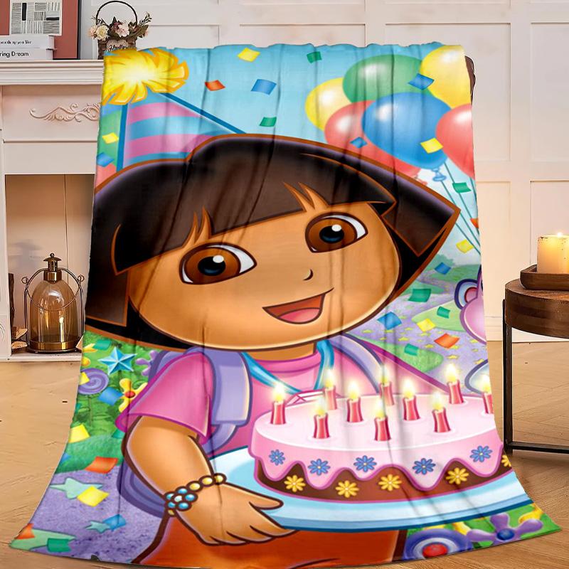 1PC The Explorer do-ra Adventure Flannel Blanket Gift, Suitable for Both Men And Women, Soft Ideal for Beds And Sofa, Birthday Or Christmas Gift