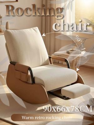 Warm Retro Adjustable Rocking Chair with Ottoman – 90°-160° Reclining Lounge Chair for Living Room