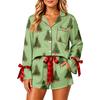 Women's Christmas Two Piece Pajama Set with Button Down Shirt and Shorts Sleepwear
