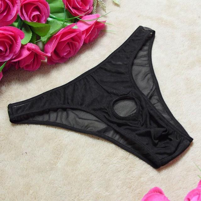Sexy Underwear Men Passion T-back Perspective Gauze Hole Underpant Sexy Lingerie Men Underwear Solid Sexy Lingerie