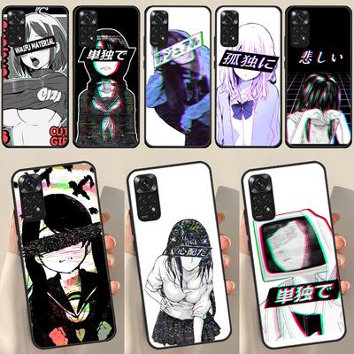 Funda de anime japonés de chica triste para Redmi Note 12 Pro Plus, Redmi Note 10, 8, 9, 11 Pro, 12S, 11S, 10S, 9S, 9C, 10C, 12C