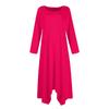 Women's Casual Fashion Round Neck Long Sleeve Color Irregular Hem Midi Dress
