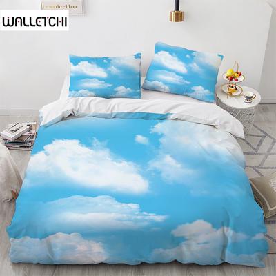 Blue Sky Cloud Duvet Cover Set King Queen Full Size For Kids Boys Girls Polyester Bedding Set Comforter Cover Landscape Pattern