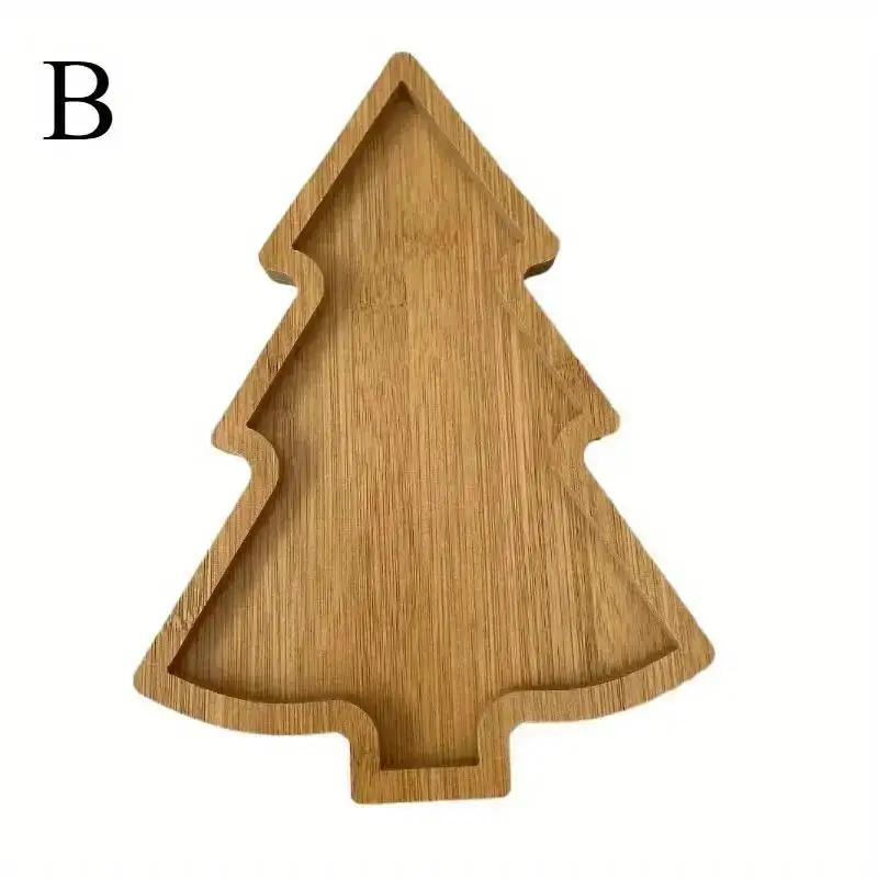 Christmas Tree Shaped Wooden Tray Christmas Creative Tableware Dried Fruit Snacks Home Wooden Tray Fruit Plate Fast Food Plate