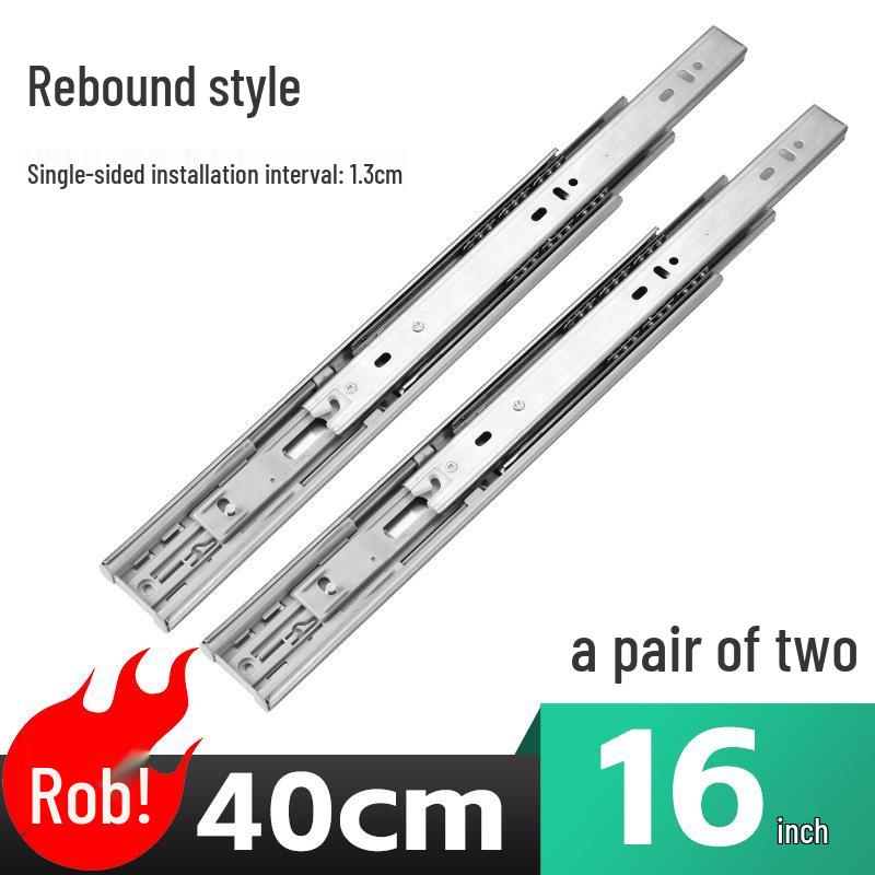 Stainless Steel Soft-Close Drawer Slides: Three-Section, Self-Opening, Silent Runners