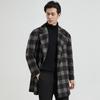Autumn and Winter Men's Woolen Coat Korean Style Black and Gray Plaid Thickened Mid-length Wool Double-sided Woolen Coat