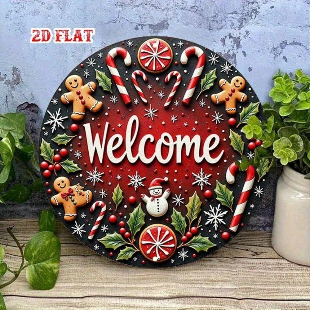 Retro 8x8 Inch Gingerbread Men Christmas Tin Sign Metal Wall Decor Vintage Kitchen Plaque Holiday Home