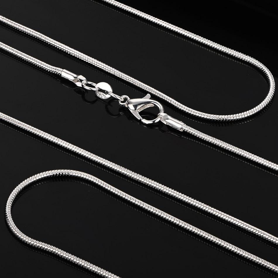 

SHSTONE 1mm/2mm/3mm Round Snake Chain Necklaces 925 Sterling Silver Neck Necklace 40-75cm Choker For Women Men Jewelry Gift 16 inches 40cm&width 1mm