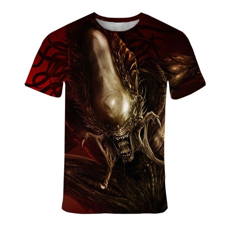T-shirt estiva da uomo con stampa 3D di teschio, personalizzata, con stampa cool, stile punk rock retro, alla moda, manica corta