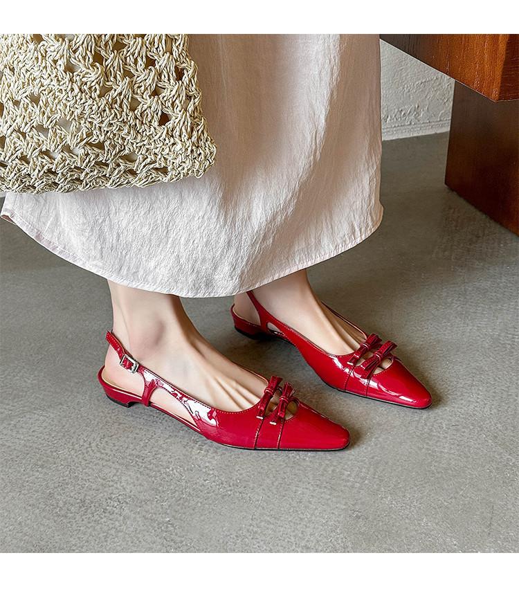 

European and American style pointed kitten heel thin heel bag head sandals single shoes 2025 spring and summer new bow women sandals women 39 красный