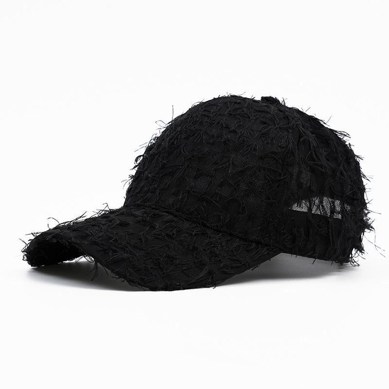 Baseball Cap for Women Summer Thin Breathable Lace Sunshade Cap Men's Fringed Personalized Hollow Hat
