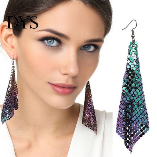 Jewelry Accessories 1 Pair Sequin Hook Earrings Geometric Design Long Women Night Club Party Gown Drop Detail-oriented