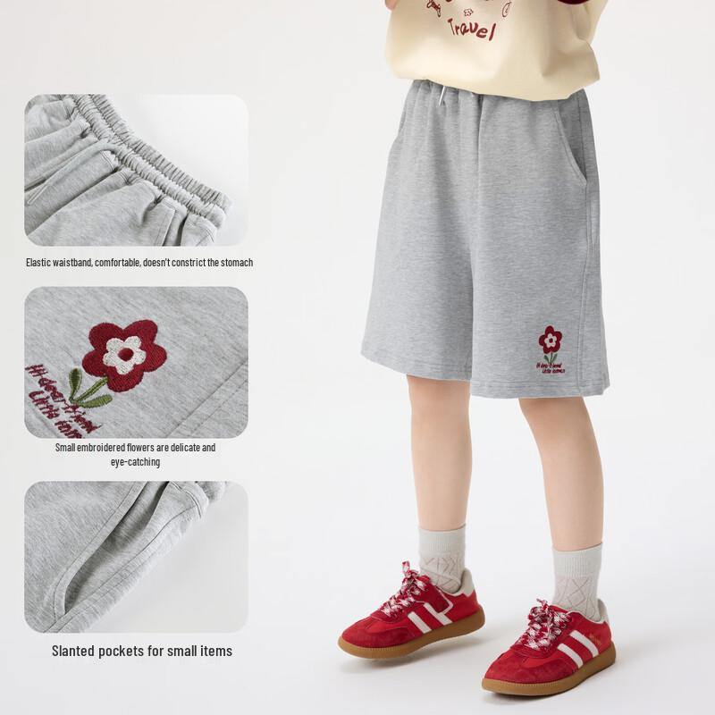 Girls' Embroidered Floral Casual Shorts