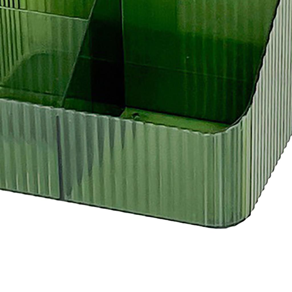 Desktop Storage Box Trapezoidal Organizer PP Plastic Sorting Case for Makeup Cosmetic Brush 4 Grids Green