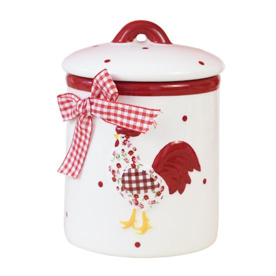 Keramikschale Teller Tasse Set Rote Blume Bräter Keksglas Hühnerförmige Keksdose für Gewürze Zucker Snacks Bauernhaus Dekor Ostergeschenk