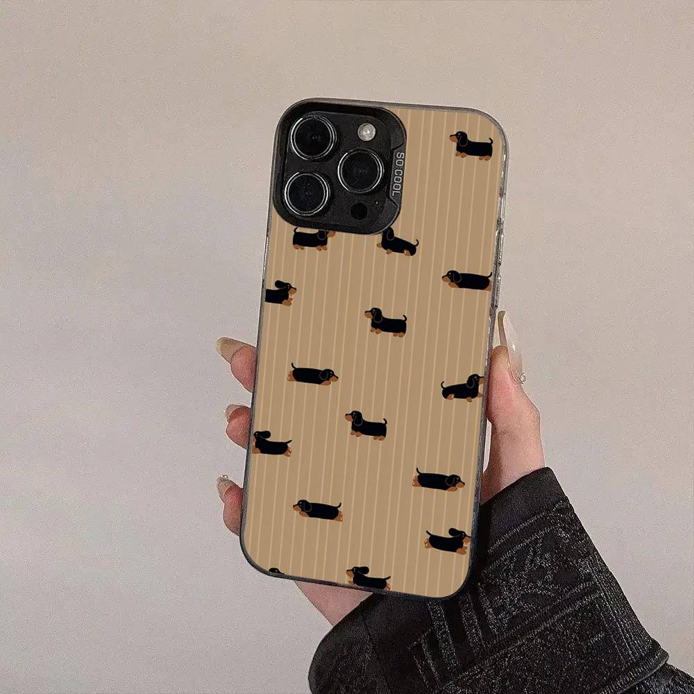 

Чехол для телефона с изображением таксы Для IPhone 17 16 15 14 13 12 11 XS XR X Pro Max Plus Цветной Посеребренный Чехол iPhone 17pro max