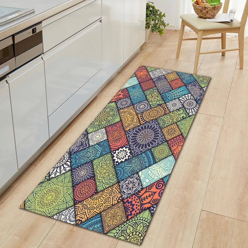 Bohemian Retro Mandala Pattern Home Kitchen Floor Mat Door Front Decoration Floor Mat