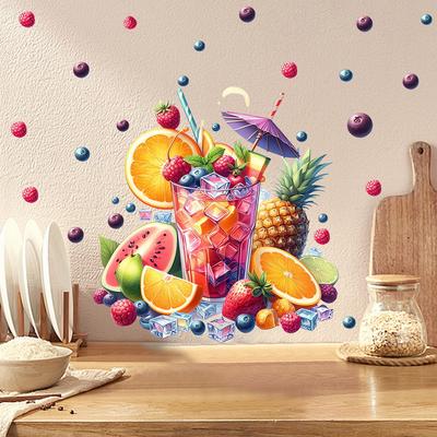 Adesivo da Parete Frutta Gelato Rimovibile Rinfrescante Vibrazioni Estive Cucina Decorazione Casa