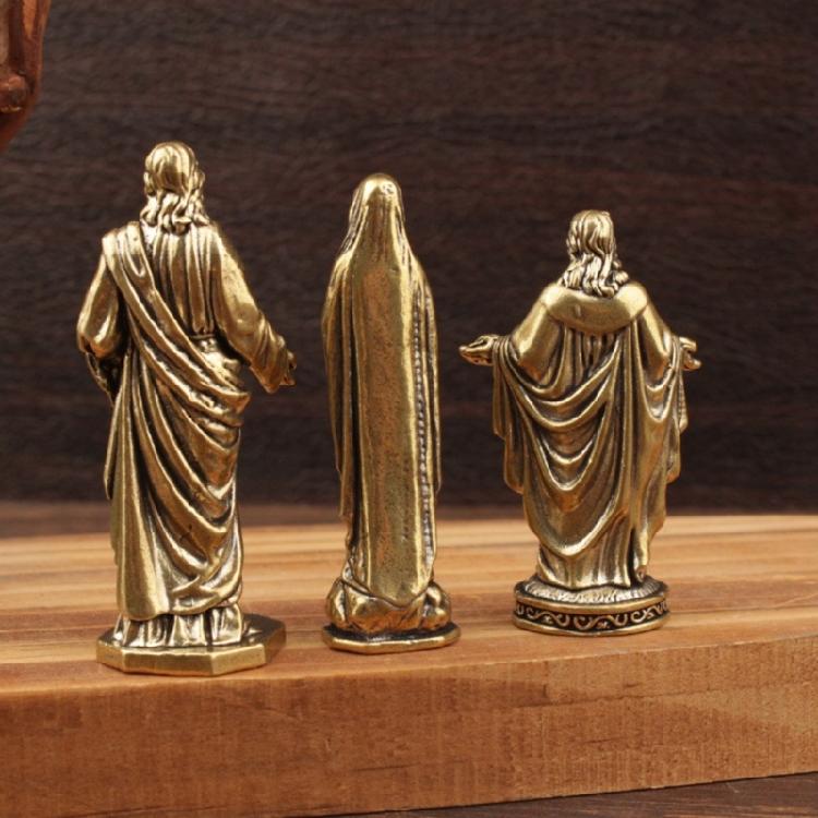 Brasses Christian Sculpture Sacred Holy Father Mother Figurine Set of 3 For Prayer Space And Religious Educational Use Home Church Decors