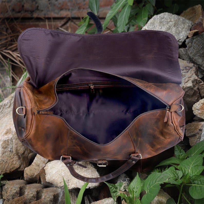 Vintage Genuine Full Grain Leather Duffel Bag Handmade Leather Weekender Bag Travel Duffel for Men Overnight Bag Carry on Bag Christmas Gift
