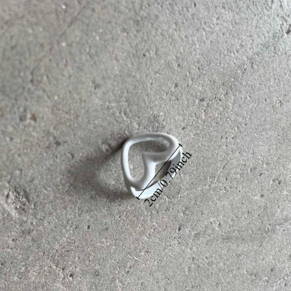 Korean Style Enamel Heart Ring Chunky Jewelry Geometric Ring Dripping Oil Finger Buckle  Decoration