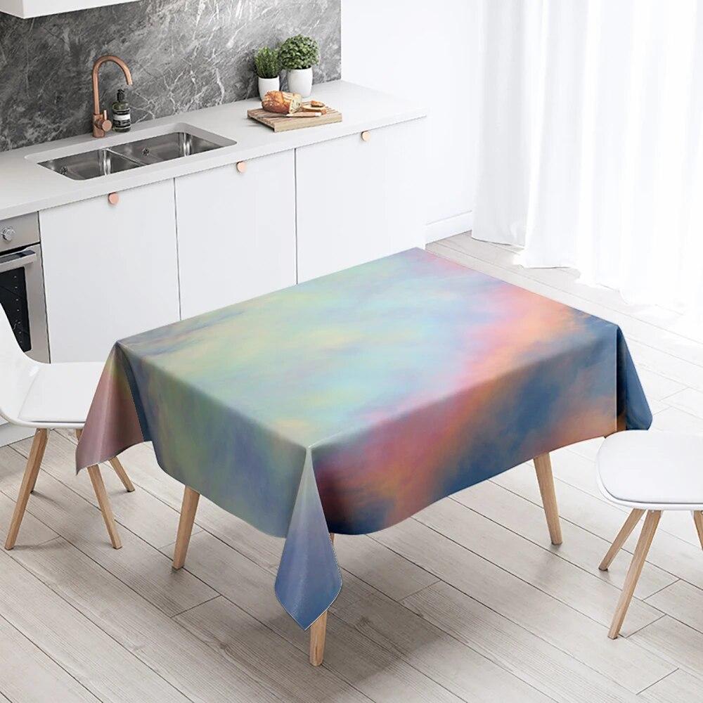 Față de masă color Tie Dye asortată Anti-pete impermeabilă Masă de bucătărie dreptunghiulară Decorare acasă