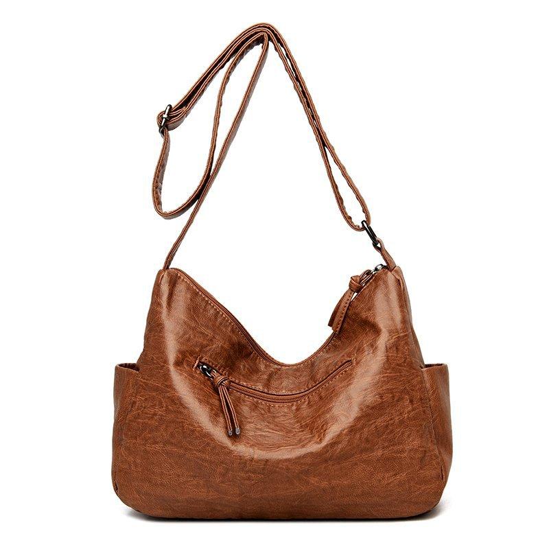 Mother Bag Klasická dvoutaška Měkká kožená taška přes rameno