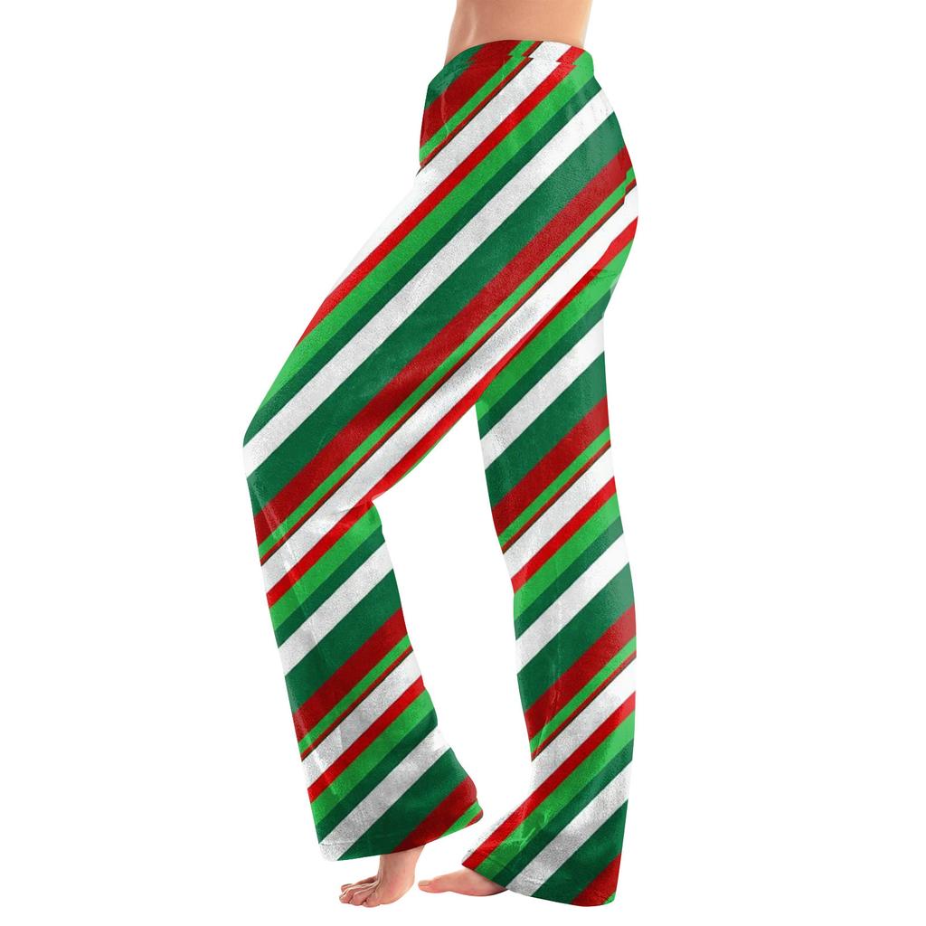 Women  Winter Plaid Pants Full Length Long Trousers Sports Pants