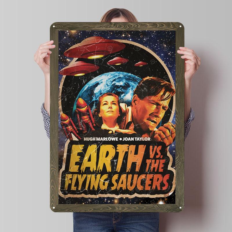 

Earth Vs. The Flying Saucers Poster Tinplate Signs Movie Poster House Decorations Living Room Decoration Vintage Metal Plates 20x30cm（7.8x11.8inch）