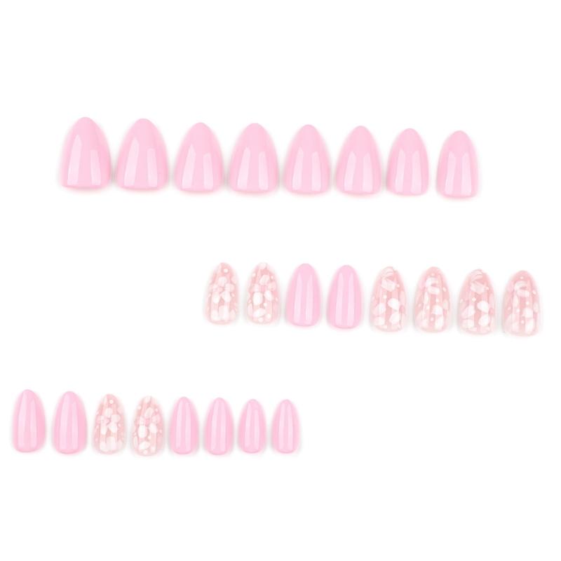 Almond Press On Nail Glossy Fake Nail Stick On Nail In 12 Sizes,24 Pcs French Nail Tips for DIY Nail Art Decorations