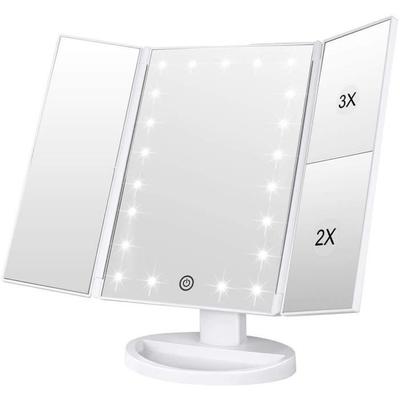 Makeup Mirror - 3-Panel - 21 LED Lights - Adjustable - Contemporary Design