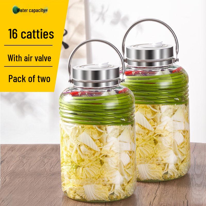 Glass Sealed Jar for Pickled Vegetables, Large Caliber Kimchi & Sauerkraut, Thickened Food-Grade Design
